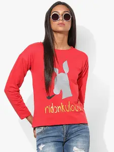 Style Quotient Red Printed T-Shirt