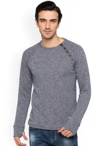 Status Quo Men Grey Melange Solid Sweatshirt