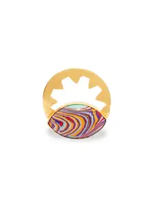 AccessHer Women Gold-Toned Multicolored Agate Finger Ring