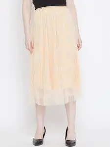 Camey Women Cream-Coloured Self Design A-line Skirt