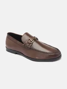 HATS OFF ACCESSORIES Men Brown Solid Leather Formal Slip-Ons