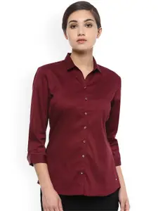 Allen Solly Woman Women Maroon Regular Fit Solid Casual Shirt