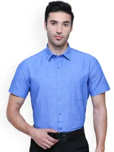 Southbay Men Blue Smart Slim Fit Self Design Formal Shirt