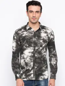Status Quo Men Black & Grey Slim Fit Printed Casual Shirt
