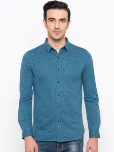 Status Quo Men Blue Slim Fit Printed Casual Shirt