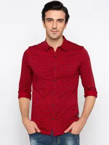 Status Quo Men Red Slim Fit Printed Casual Shirt