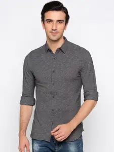 Status Quo Men Grey Slim Fit Self Design Casual Shirt