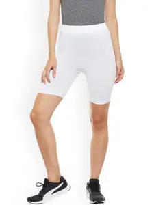 C9 AIRWEAR Women White Solid Regular Fit Sports Shorts