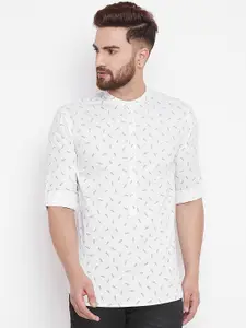 even Men White Printed Straight Kurta