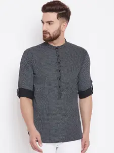 even Men Black & Grey Printed Straight Kurta
