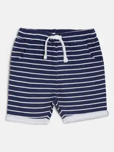 MINI KLUB Boys Navy Blue Striped Regular Fit Regular Shorts