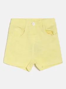 MINI KLUB Girls Yellow Solid Regular Fit Regular Shorts