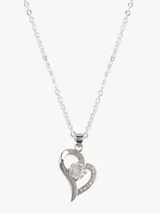 Peora Silver-Plated Letter B Heart Pendant Necklace