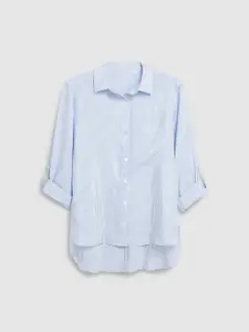 next Women Blue & White Regular Fit Striped Casual Shirt