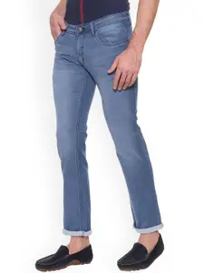People Men Blue Slim Fit Mid-Rise Clean Look Stretchable Jeans
