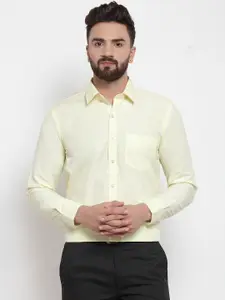 English Navy Men Yellow Sport Slim Fit Solid Formal Shirt
