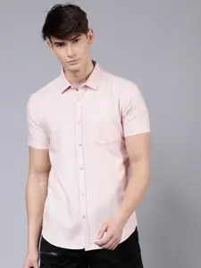 LOCOMOTIVE Men Pink Slim Fit Solid Casual Shirt