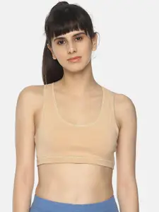 Soul Space Nude-Coloured Solid Non-Wired Non Padded Sports Bra WIW-4011-BGE