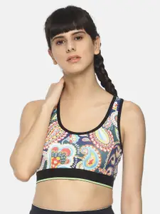 Soul Space Multicoloured Printed Non-Wired Non Padded Sports Bra