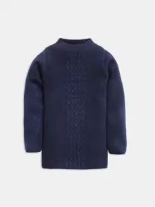 RVK Girls Navy Blue Solid Sweater