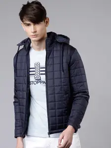 HIGHLANDER Men Navy Blue Solid Padded Jacket