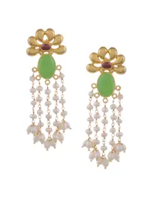 Silvermerc Designs Gold-Plated & Green Contemporary Drop Earrings