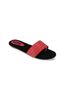 Shoetopia Women Red Solid Open Toe Flats