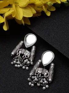 Moedbuille Silver-Plated Dome Shaped Handcrafted Jhumkas