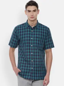 Allen Solly Men Blue & Green Slim Fit Checked Casual Shirt