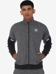 one8 x PUMA Puma Men Grey Melange Colourblocked JVK Track Sports Jacket