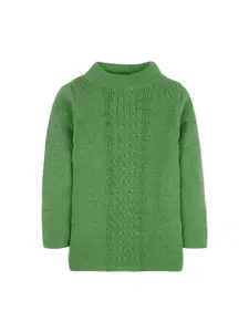 RVK Girls Green Solid Sweater