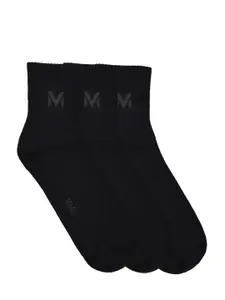 MARC Men Pack of 3 Black Solid Ankle-Length Socks