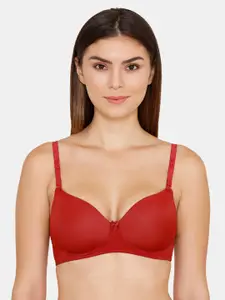 Zivame Red Solid Non-Wired Lightly Padded T-shirt Bra ZI1946FASH00RED
