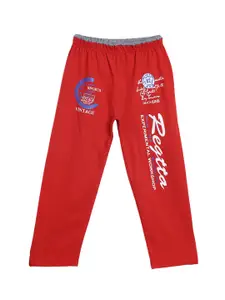 SWEET ANGEL Boys Red Straight Fit Printed Track Pants