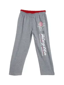 SWEET ANGEL Boys Grey Melange Straight Fit Printed Track Pants