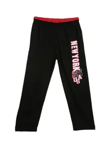 SWEET ANGEL Boys Black Straight Fit Printed Track Pants