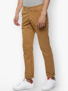 Urbano Fashion Men Khaki Brown Slim Fit Solid Chinos