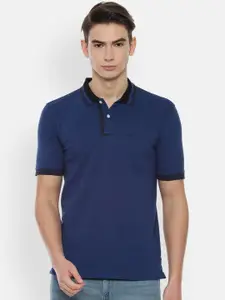 Allen Solly Men Navy Blue Solid Polo Collar T-shirt