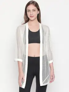 Tuna London Women White Solid Loose-Fit Open Front Shrug