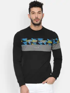 Allen Solly Sport Men Black & Grey Printed Sweatshirt
