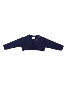 Pantaloons Baby Girls Navy Blue Solid Sweater