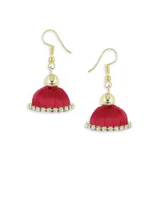 AKSHARA Red Dome Shaped Handcrafted Jhumkas