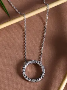 Voylla Women Oxidised Silver-Plated Pendant With Chain