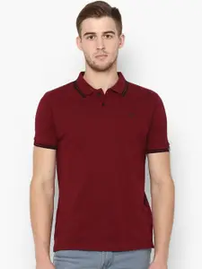Urbano Fashion Men Maroon Slim Fit Solid Polo Collar Pure Cotton T-shirt