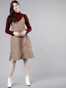 Tokyo Talkies Women Beige Solid A-Line Dress
