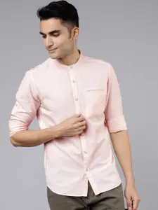 LOCOMOTIVE Men Peach-Coloured Slim Fit Striped Casual Shirt