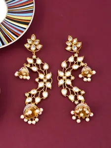 Tistabene White & Gold-Plated Enamelled Dome Shaped Jhumkas