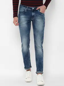 People Men Blue Regular Fit Mid-Rise Clean Look Stretchable Jeans