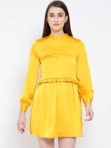 Oxolloxo Women Yellow Solid Fit and Flare Dress