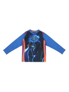 Lil Tomatoes Boys Blue & Orange Printed Sweatshirt
